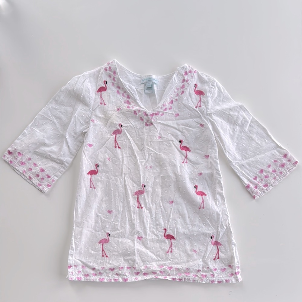 💕🦩ELIZABETH HURLEY BEACH pink flamingo kaftan/coverup size 2-3